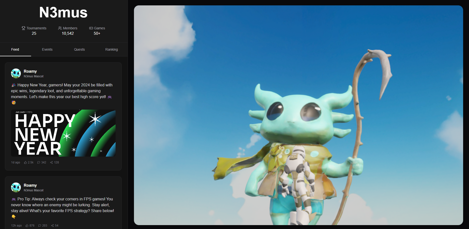 A picture of the N3mus Mascot.