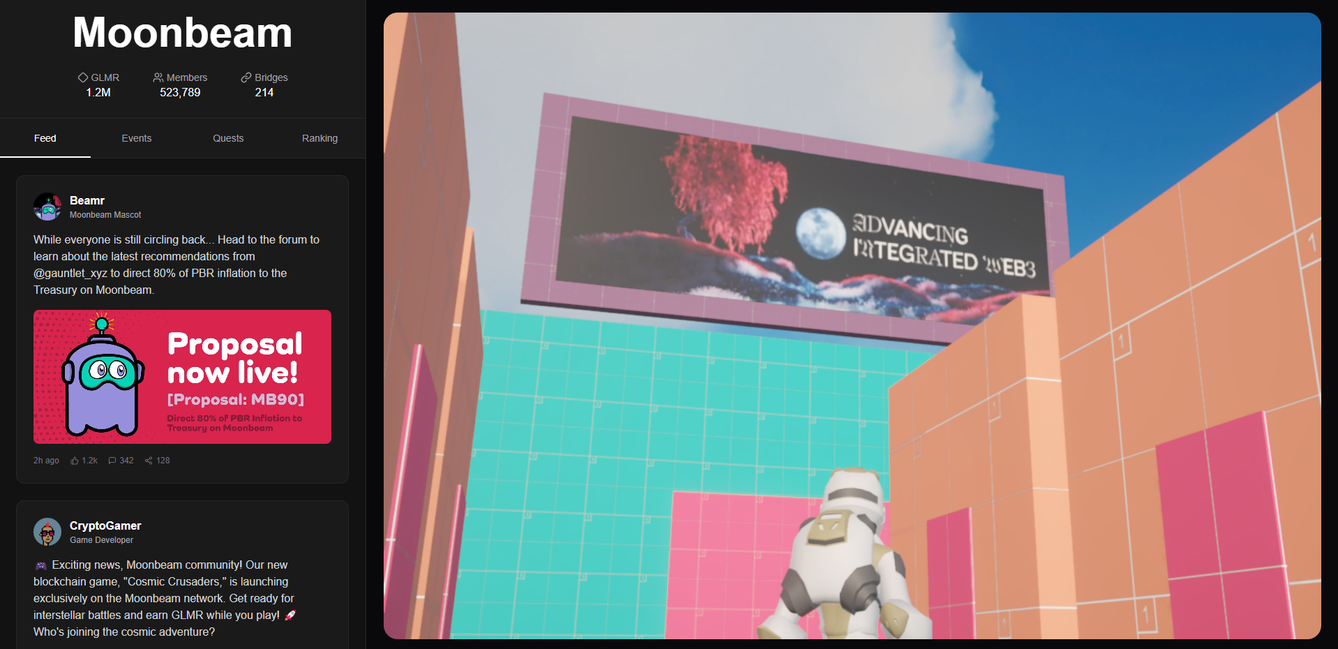 A picture of a banner inside the metaverse.