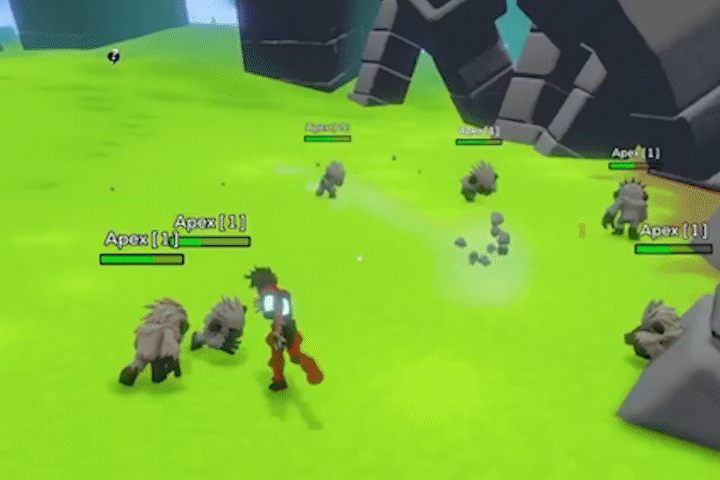 A GIF about the gameplay of Wegainst fighting a lot of monsters.